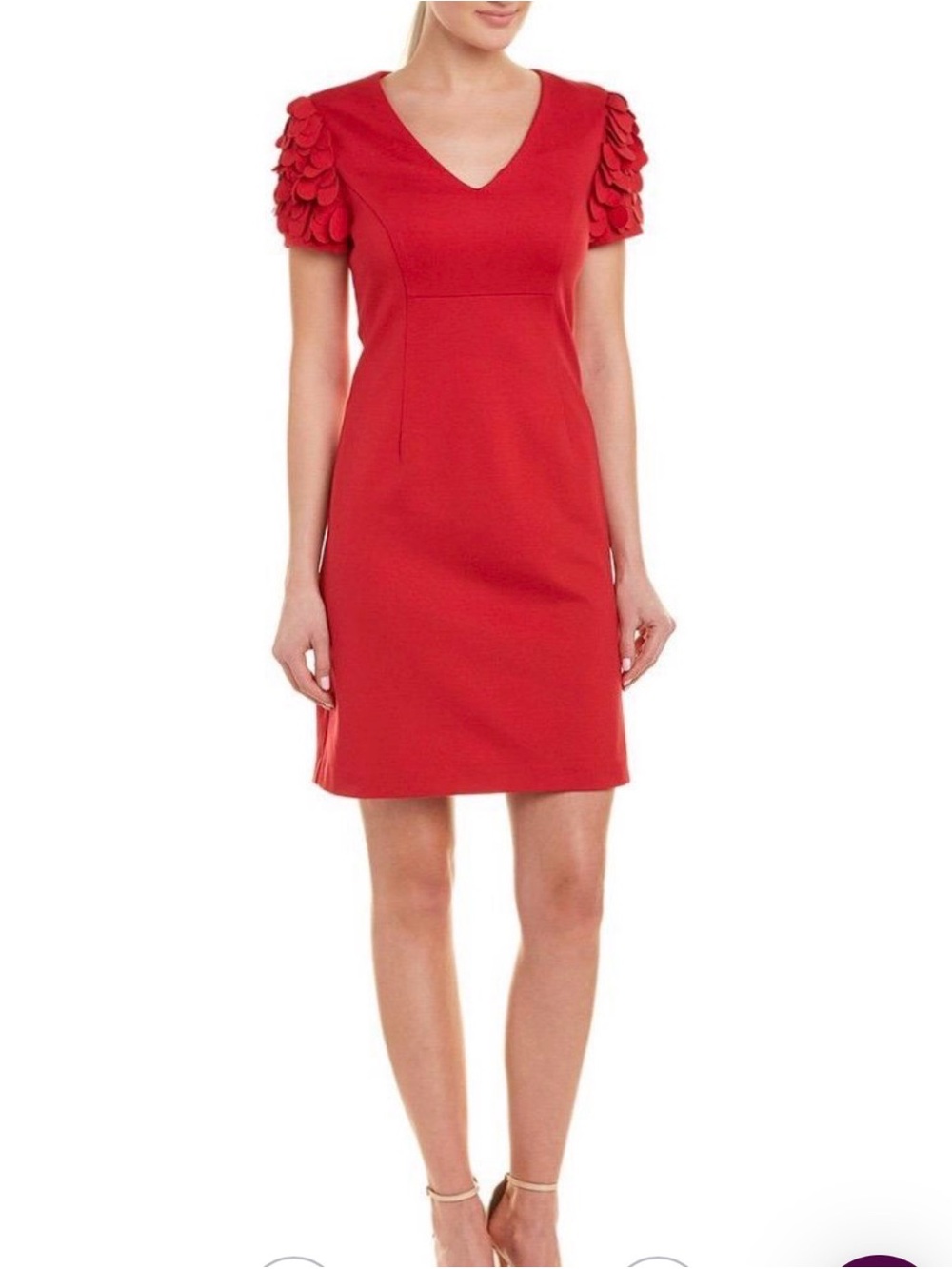Trina Turk Red Deb Appliqué Short Sleeve Dress Size 8